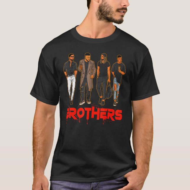 Brother Black Hispanic Caucasian Men Friends Broth T-Shirt (Front)