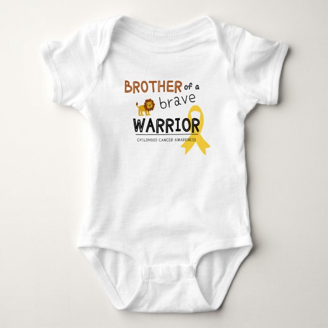 brother brave warrior cancer lion baby bodysuit (Front)