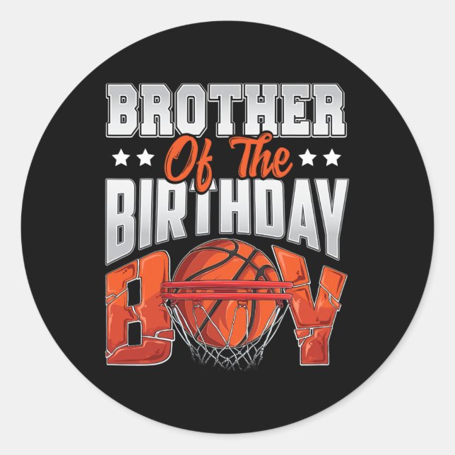 Brother Bysketbyll Birthday Boy Family Byller B-da Classic Round Sticker (Front)