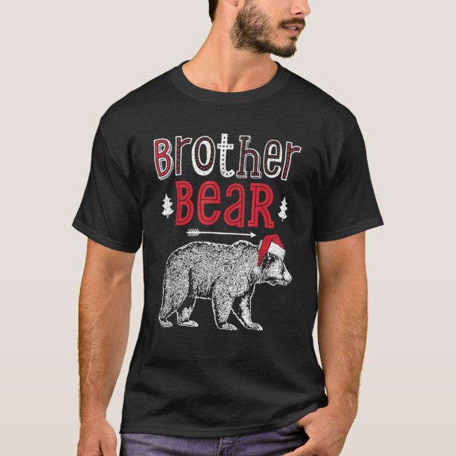 Brother Christmas Bear Santa Family Matching Pajam T-Shirt (Front)