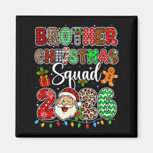 Brother Christmas Crew 2026 Leopard Funny Santa Fa Magnet