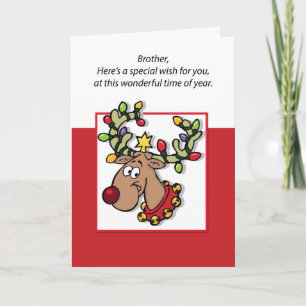 Brother Christmas Lights and Reindeer Card