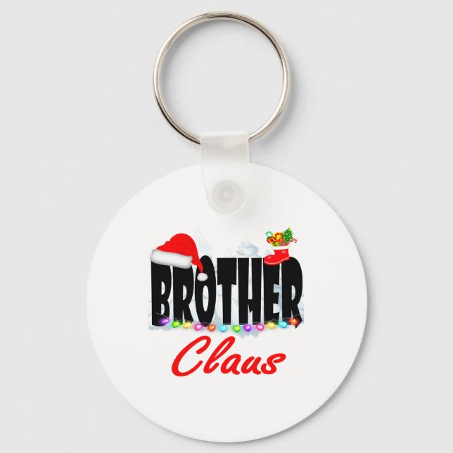 Brother Claus Christmas Santa Hat Matching Family  Key Ring (Front)