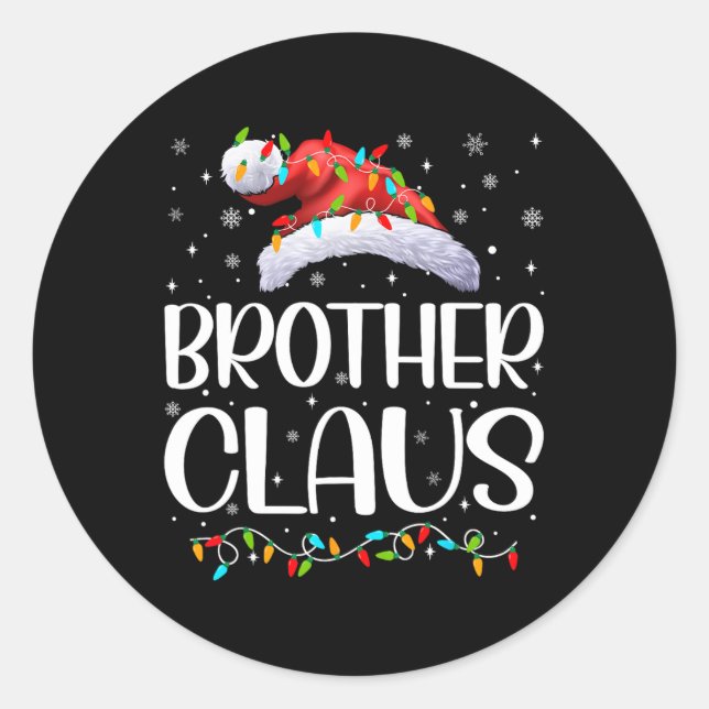 Brother Claus Xmas Lights Christmas Pajama Matchin Classic Round Sticker (Front)
