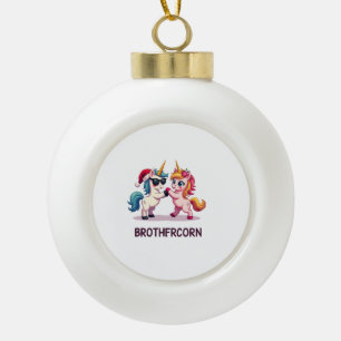 Brother-corn Unicorn Matching Family Pajama Christ Ceramic Ball Christmas Ornament