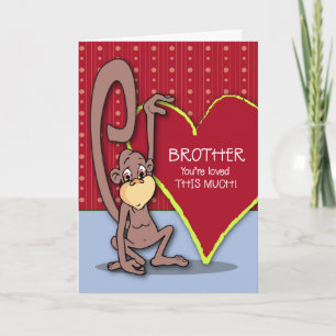 Brother Cute Monkey on Valentine’s Day Holiday Card