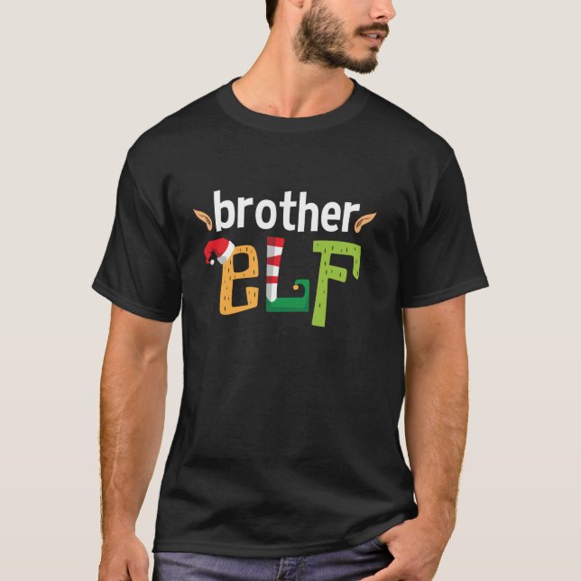 Brother Elf Christmas Elves Squad Son Matching Elf T-Shirt (Front)
