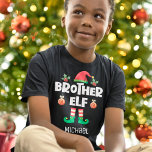 Brother elf family matching christmas outfit name T-Shirt<br><div class="desc">Get into the holiday spirit with this fun Brother elf t-shirt which is part of a matching family elf outfit collection containing gifts for any member of the family. Perfect for any Christmas family reunion, or as a family matching pajama, this t-shirt features a cute elf hat and legs, with...</div>