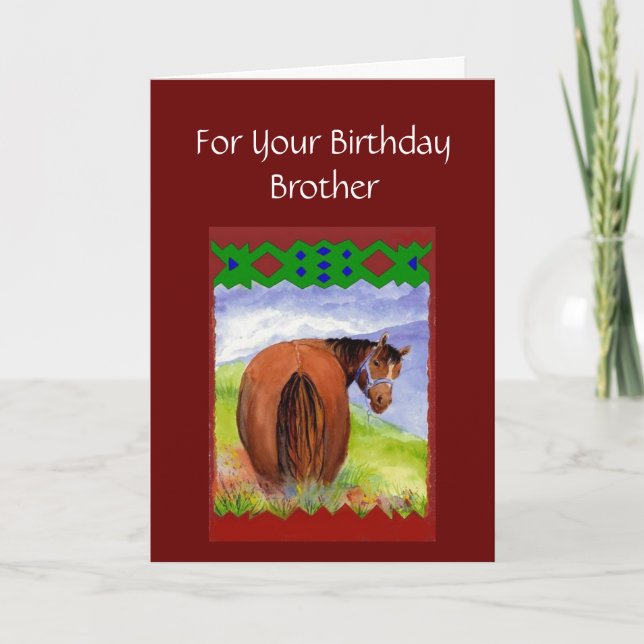 Brother Funny Birthday Wishes Horses  Diet Cake Card (Front)