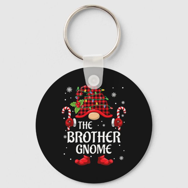 Brother Gnome Matching Christmas PJS For Family  Key Ring (Front)