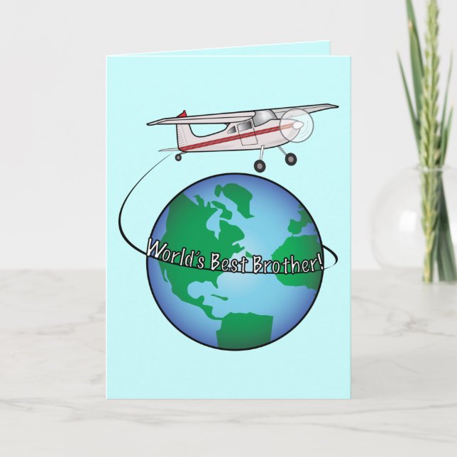 Brother Happy Birthday with Aeroplane Card (Front)
