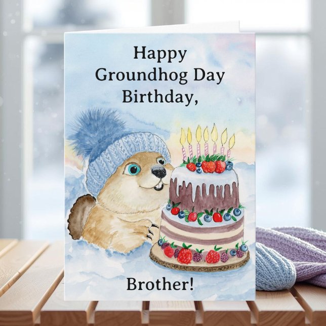 Brother Happy Groundhog Day Birthday Groundhog Card (Creator Uploaded)