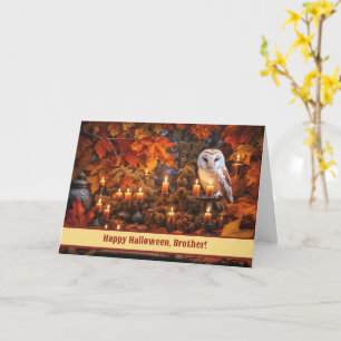 Brother Happy Halloween Beautiful Owl and Candles Card