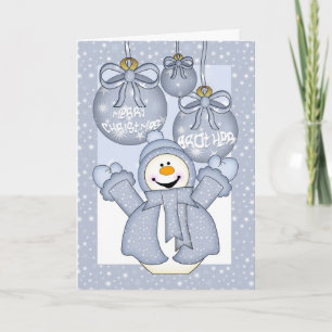 brother happy snowman christmas card - merry chri