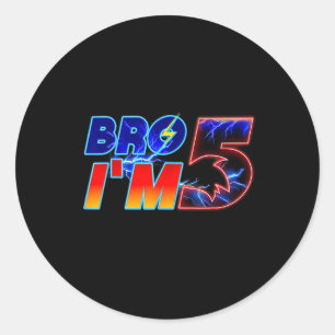 Brother Im 5th Birthday Boy Family Matching Party Classic Round Sticker