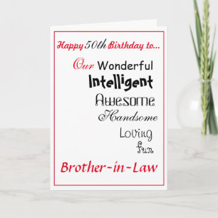 brother in law birthday card. 50th male.boys card