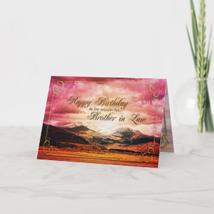 Brother-in-law birthday, Sunset over the mountains Card