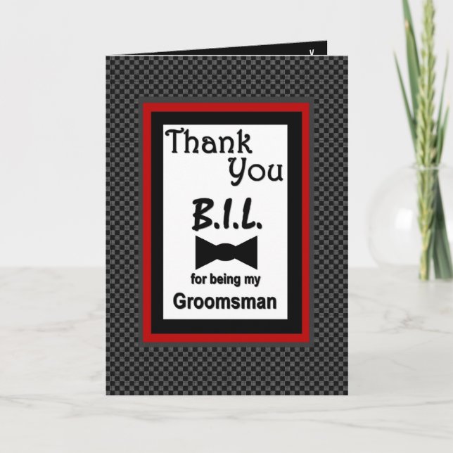 BROTHER-IN-LAW - Groomsman Wedding Thank You Card (Front)