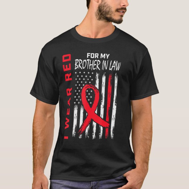 Brother In Law Heart Disease Awareness Flag Matchi T-Shirt (Front)