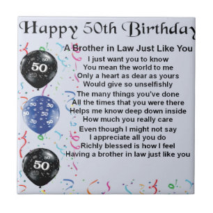 Brother in Law Poem 50th Birthday Tile