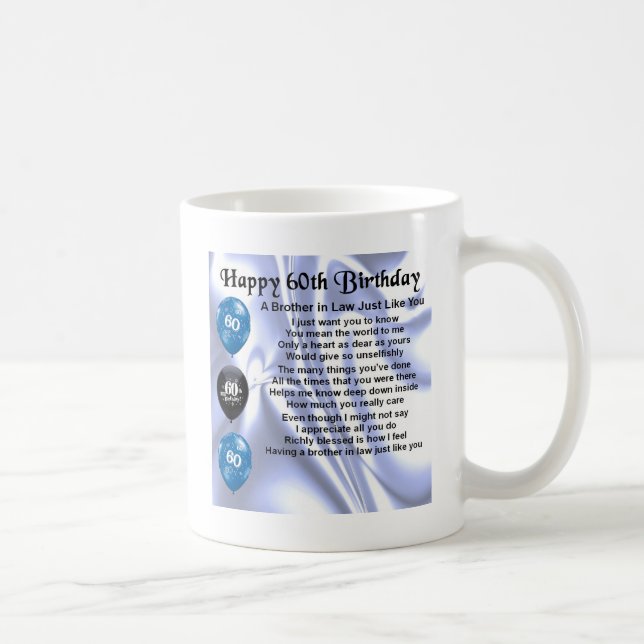 Brother in Law Poem 60th Birthday Coffee Mug (Right)