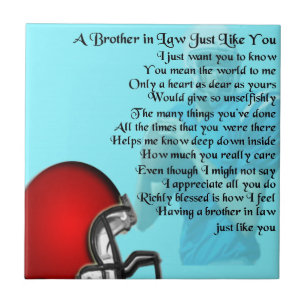 Brother in Law Poem - American Football Ceramic Tile