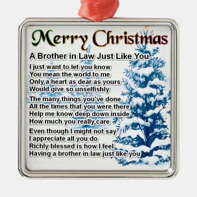 Brother in Law Poem - Christmas Design Metal Ornament (Front)