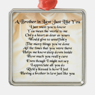 Brother in Law Poem - Cream Metal Tree Decoration