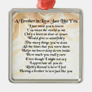 Brother in Law Poem - Cream Metal Tree Decoration