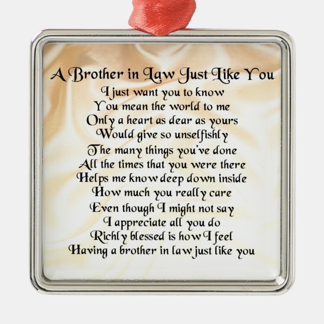Brother in Law Poem - Cream Metal Tree Decoration (Front)