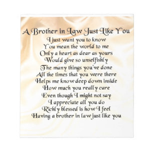Brother in Law Poem - Cream Notepad