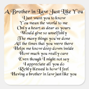 Brother in Law Poem - Cream Square Sticker