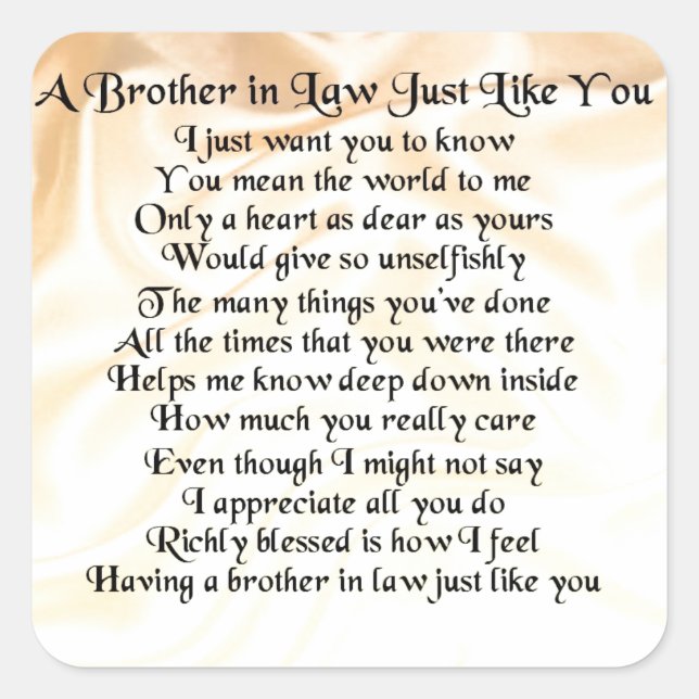 Brother in Law Poem - Cream Square Sticker (Front)