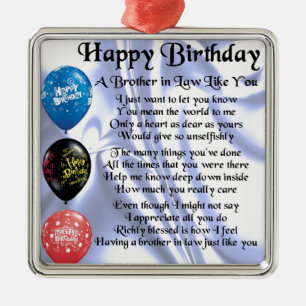 Brother in Law Poem -  Happy Birthday Metal Ornament