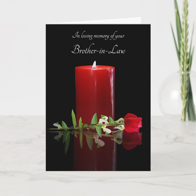 Brother in Law Sympathy with Candle and Rose Card (Front)