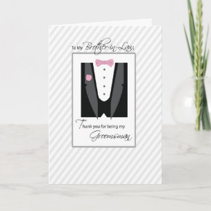 Brother-in-Law, Thanks Groomsman, Rose Colour Thank You Card