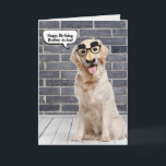 Brother-in-law's Birthday Funny Golden Retriever C Card<br><div class="desc">Golden retriever wearing a funny mustache mask on gray brick wall and wood floor with speech bubble for brother-in-law's birthday.
Can be changed for anyone's birthday. Text is editable.</div>