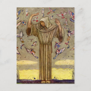 “Brother Martin and the Birds” by John Bauer Postcard