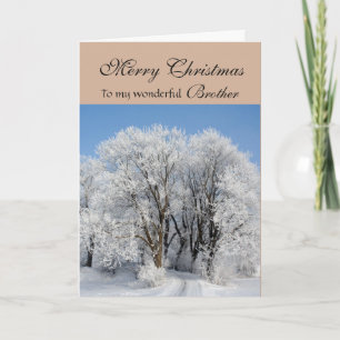 Brother Merry Christmas - Frosted Trees Holiday Card