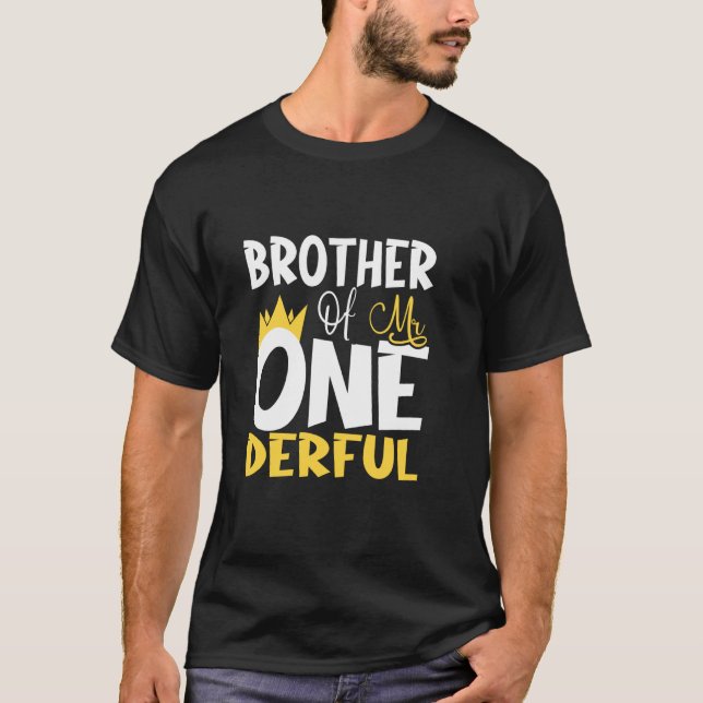 Brother Mr One Derful Wonderful 1st Birthday Party T-Shirt (Front)
