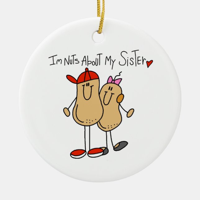 Brother-Nuts About My Sister Ceramic Ornament (Front)