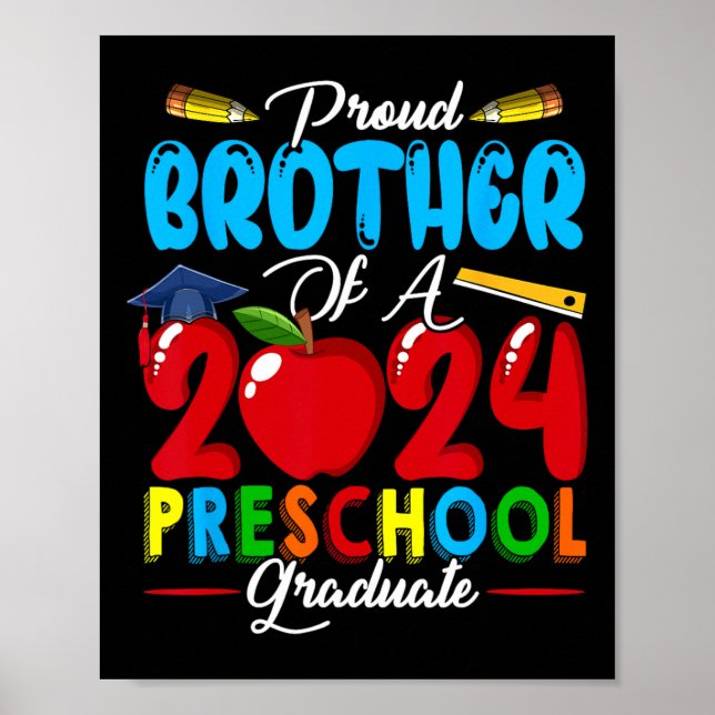 Brother Of A 2024 Preschool Graduate Family Kids L Poster (Front)