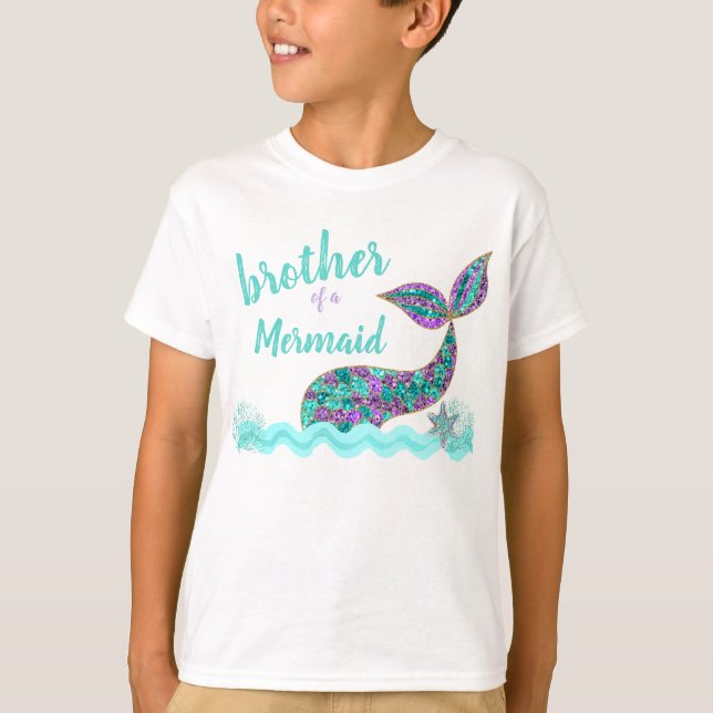 Brother of a Mermaid, birthday Party tshirt (Front)