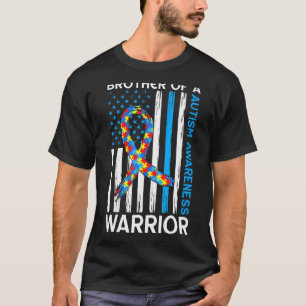 Brother Of A Warrior American Ribbon Puzzle Autism T-Shirt