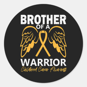 Brother of A Warrior Childhood Cancer Awareness An Classic Round Sticker