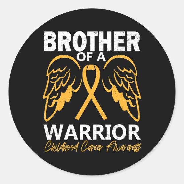 Brother of A Warrior Childhood Cancer Awareness An Classic Round Sticker (Front)