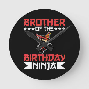 Brother Of Birthday Ninja Fight Taekwondo Gift Round Clock