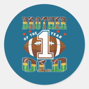 Brother Of The 1 Year Old Football First Birthday  Classic Round Sticker
