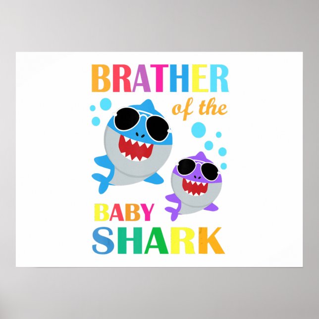 Brother Of The Baby Shark Birthday Kids Gifts Poster (Front)
