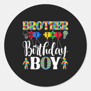 Brother of the birthday boy autism awareness famil classic round sticker